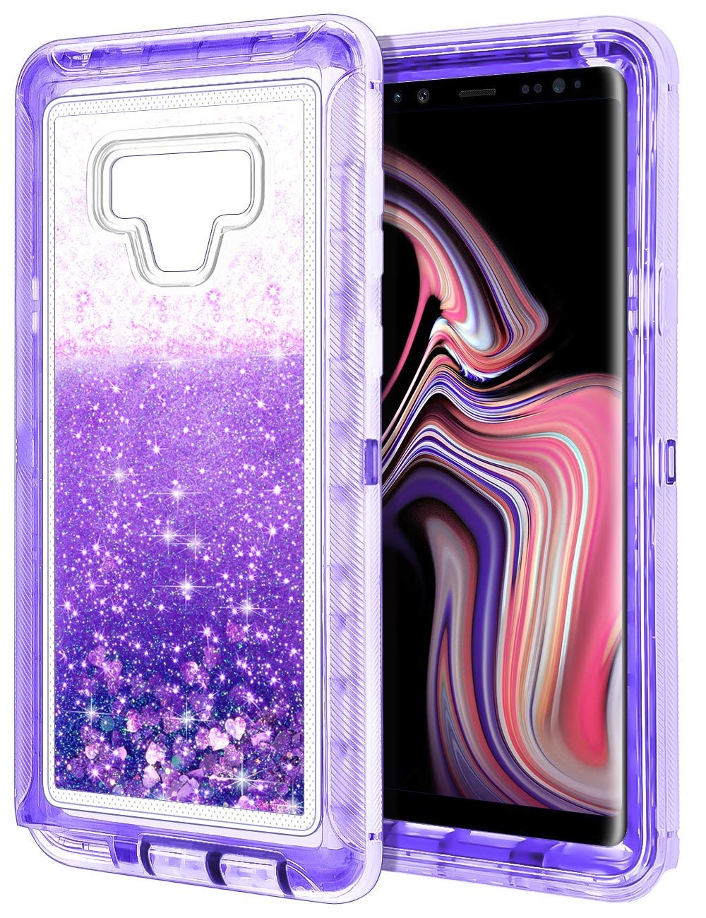 Galaxy Note 9 Star Dust Quick Stand Clear Armor Robot Case (Purple)